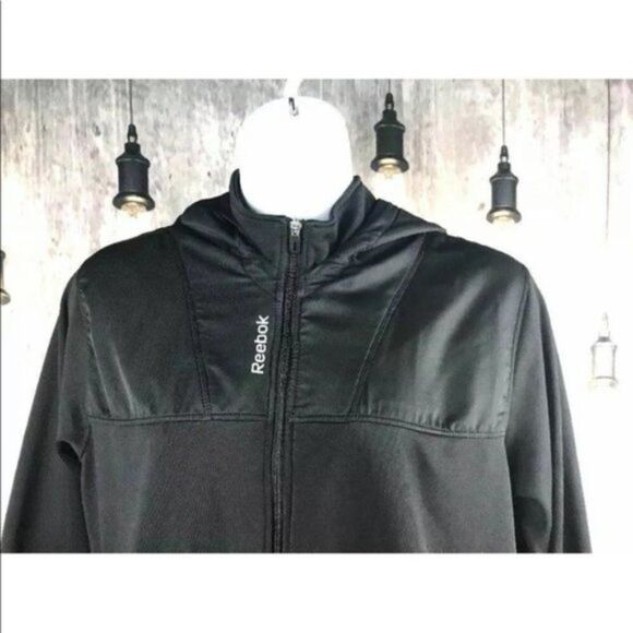 Reebok Jacket Black Hood Insulated Fleece size L Y - Picture 4 of 14